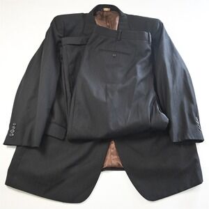 Caravelli 54R 46x29 Black Striped Super 150s Paris Mens Jacket Pants Suit